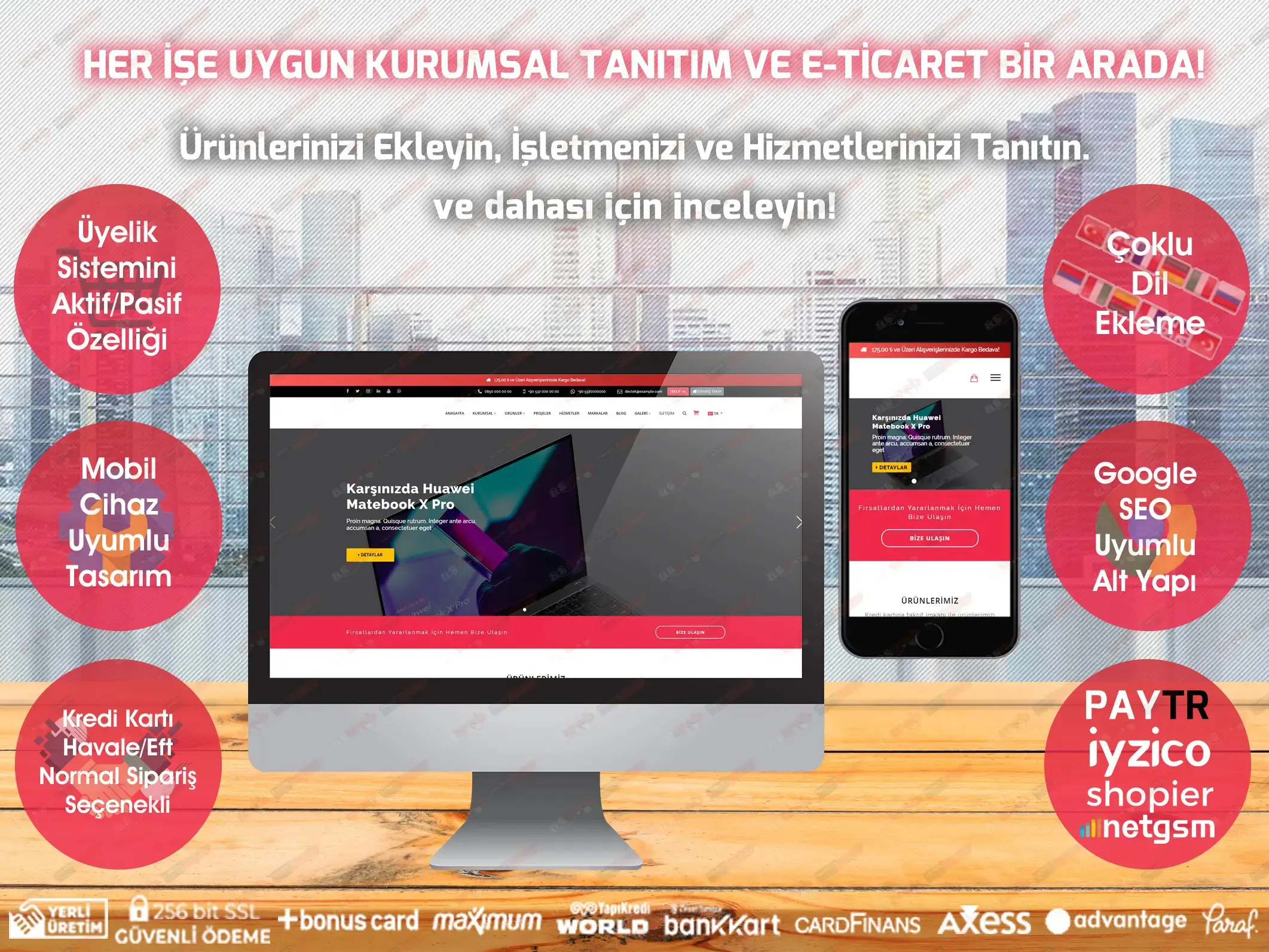 GELİŞMİŞ E-TİCARET VE SANAL POS MODÜLLÜ KURUMSAL FİRMA YAZILIMI